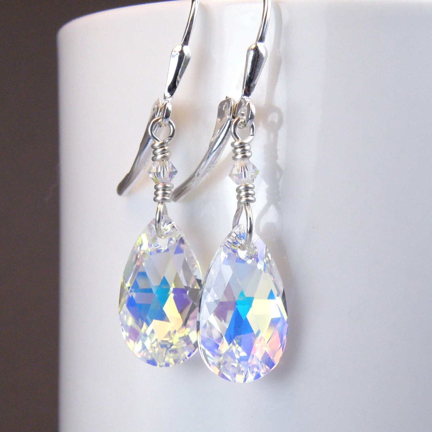 Boucles D'oreilles Crysdue Larme Cristal - Vintage Pour Soirée