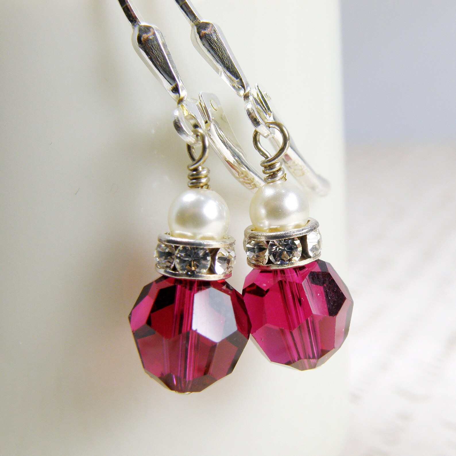 Ruby crystal earrings Clearance