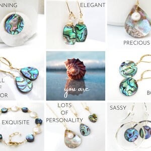 Flat Round Abalone Earrings, Sterling Silver Shell Jewelry, Paua Shell Earrings, Natural Teal Blue Mother of Pearl, Handmade Beach Jewelry image 8