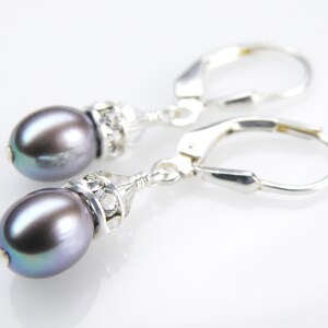 Silver Pearl Earrings, Freshwater Oval Pearl Drop Earrings, Sterling Silver, Wedding Jewelry, June Birthstone Birthday Gift, Handmade