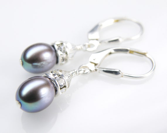 5-5,5mm alrededor de agua dulce natural perlas joyas aretes pendientes 925 plata