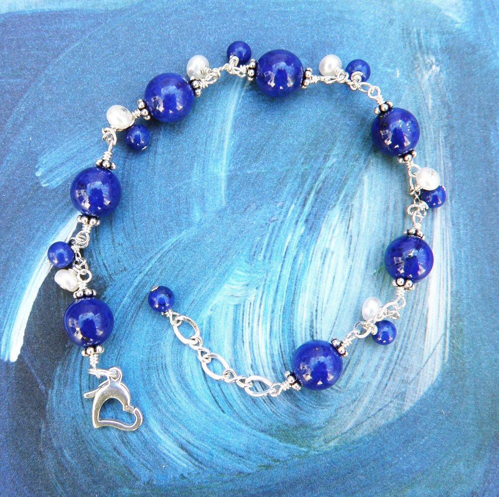 Lapis Lazuli Bracelet Blue Stone Bracelet Royal Blue Wedding | Etsy