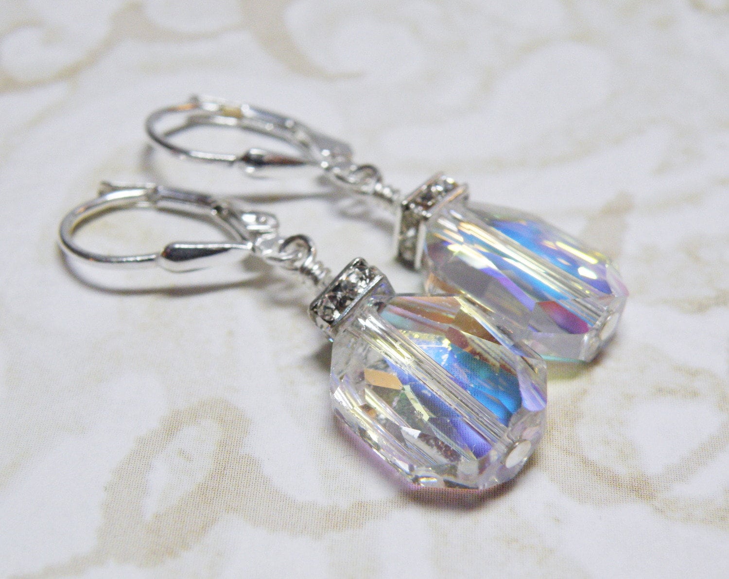 Geometric Earrings Clear Crystal Earrings Swarovski Crystal | Etsy