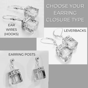 Amethyst Crystal Jewelry Set, Sterling Silver, Purple Cube Necklace and Earrings, February Birthday Gift for Women, Plum Wedding image 11
