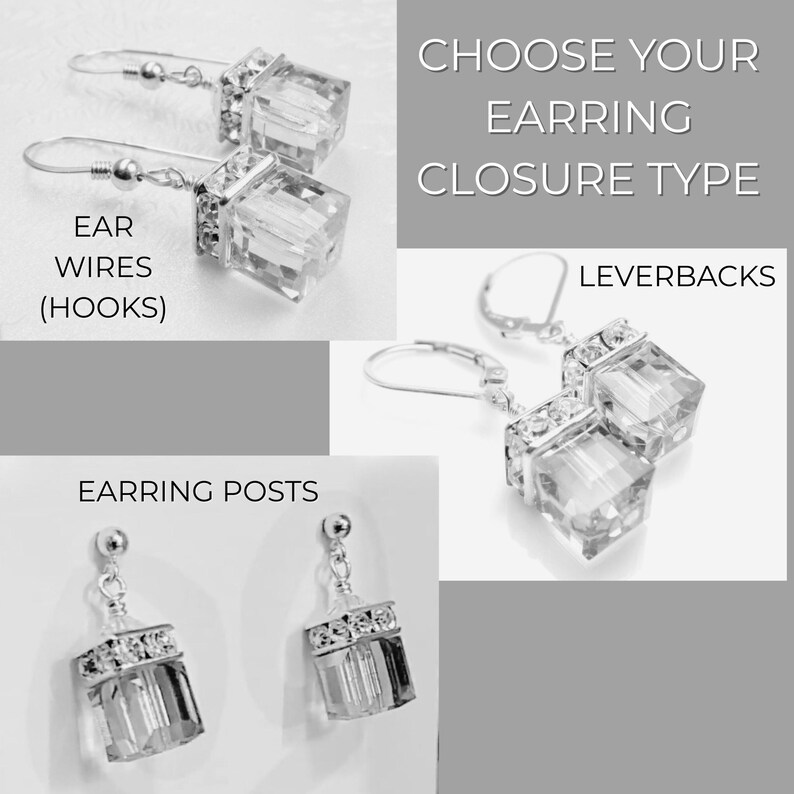 Amethyst Crystal Jewelry Set, Sterling Silver, Purple Cube Necklace and Earrings, February Birthday Gift for Women, Plum Wedding image 11