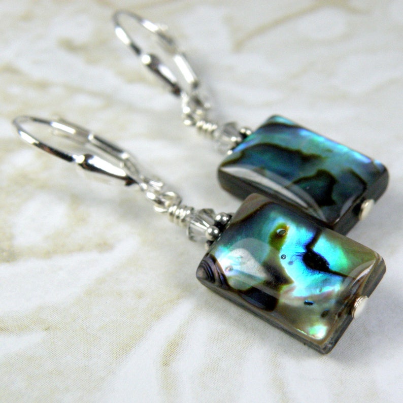 Sterling Silver With Abalone /& Mother Of Pearl Wholesale Gemstone Fashion Jewelry Drop Earrings