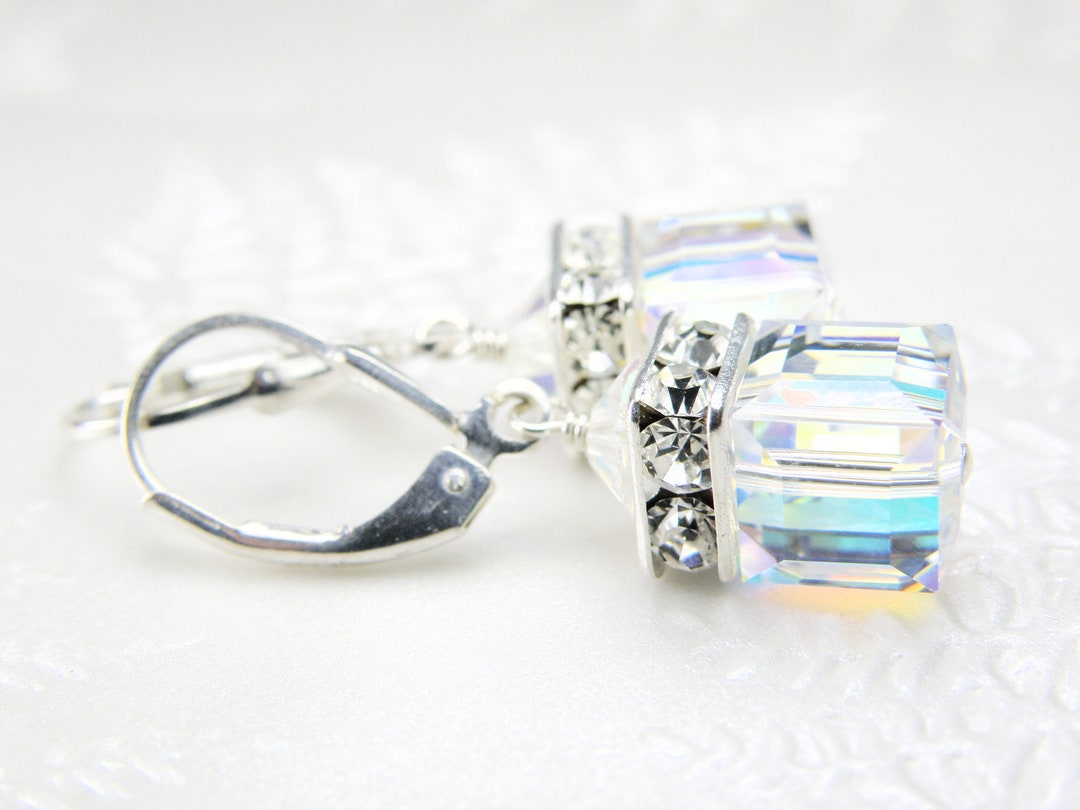 Clear Crystal Drop Earrings, Crystal Wedding Jewelry, Sterling Silver ...