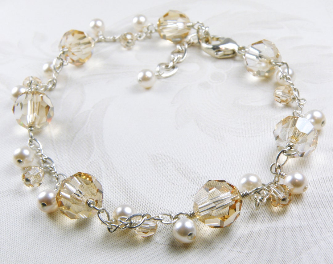 Yellow Crystal Bracelet Sterling Silver or Gold Filled Light Etsy