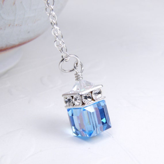 light blue crystal necklace