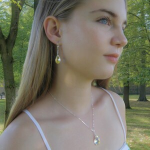 Set di gioielli in cristallo a goccia, collana e orecchini in opale, argento sterling, damigella d'onore, regalo di compleanno con pietra portafortuna per ottobre immagine 9