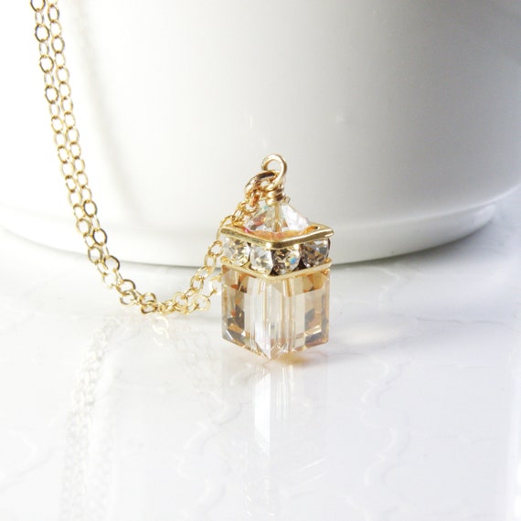 Crystal clearance cube necklace