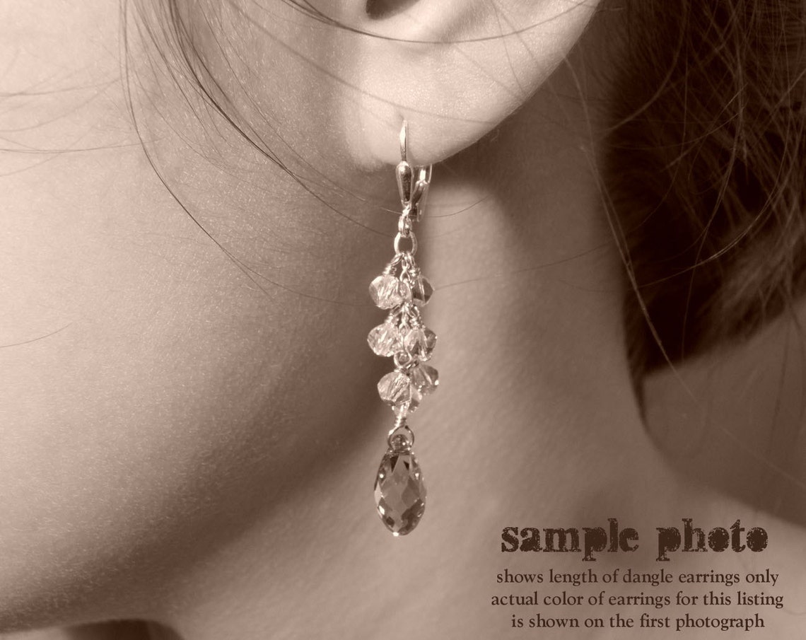 Fuchsia Dangle Earrings Sterling Silver Ruby Cluster Etsy