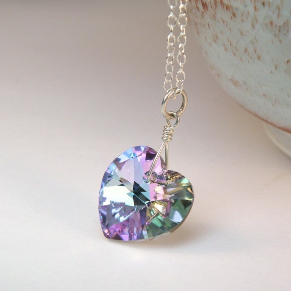 Lavender Heart Necklace, Sterling Silver, Purple Swarovski Crystal Pendant,  Light Amethyst Heart Jewelry, February Birthday Gift, Valentines - Etsy