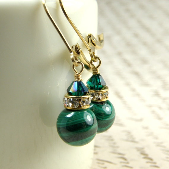 Malachite Corde Style Accents 4-Points 925 Sterling Silver Dangle Boucles d/'oreilles