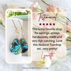 Flat Round Abalone Earrings, Sterling Silver Shell Jewelry, Paua Shell Earrings, Natural Teal Blue Mother of Pearl, Handmade Beach Jewelry image 5