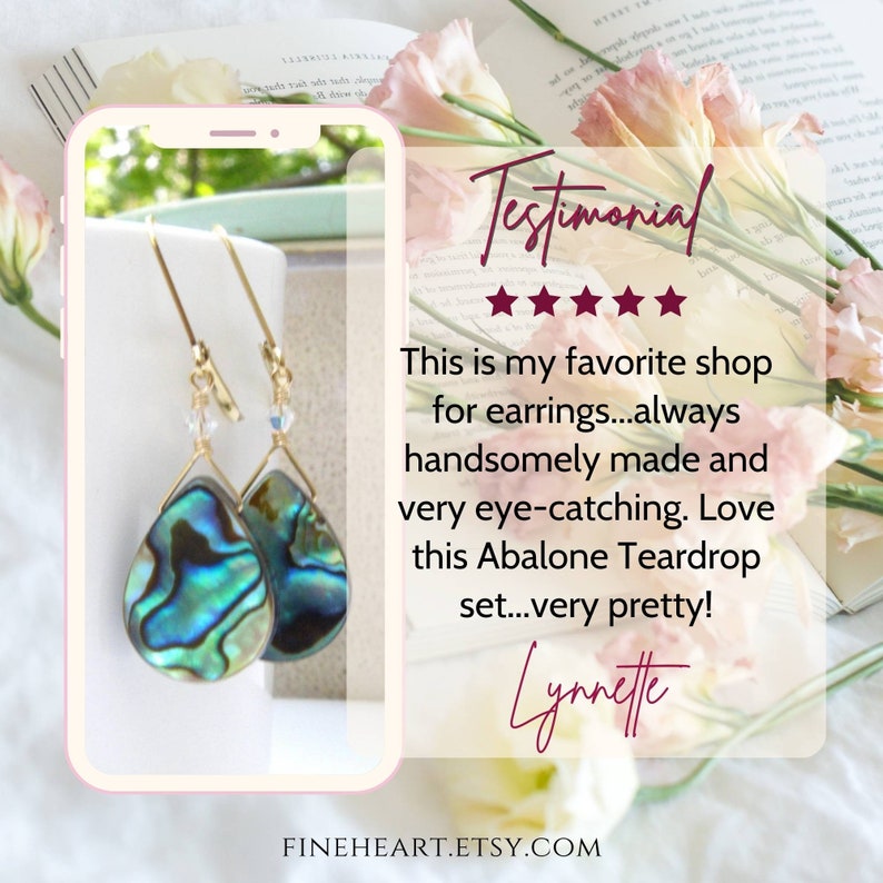 Flat Round Abalone Earrings, Sterling Silver Shell Jewelry, Paua Shell Earrings, Natural Teal Blue Mother of Pearl, Handmade Beach Jewelry image 5