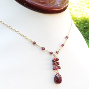 Artisan Natural Ruby Necklace, Gold Filled or Sterling Silver, Red Ruby ...