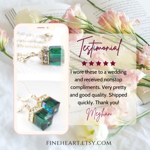 Gold Amethyst Crystal Earrings, Purple Plum Swarovski Cube Dangle Bridesmaids Wedding Jewelry, February Birthday Birthstone Gift image 9