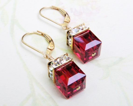 Unique Garnet Earrings, Handmade in the USA