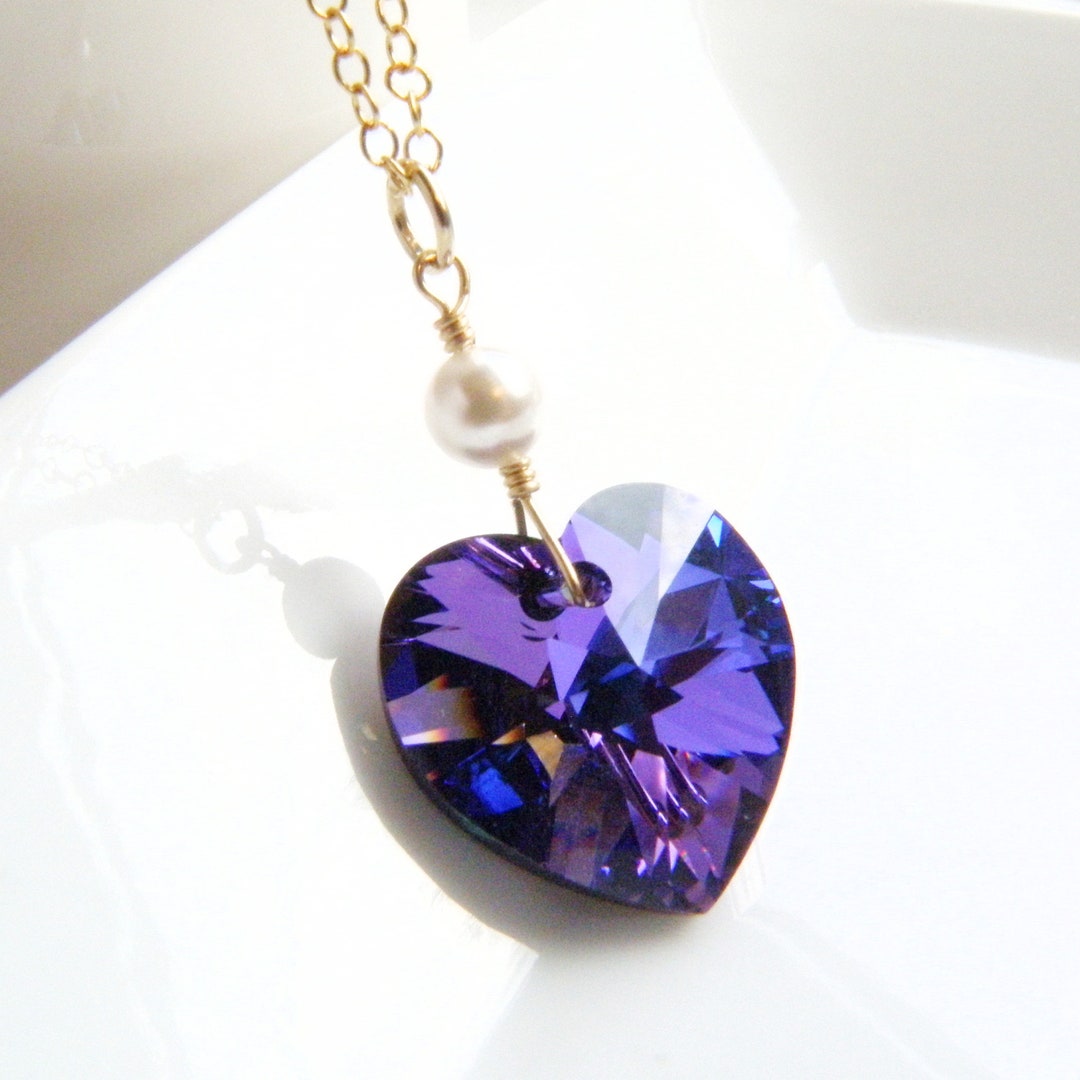 Purple Happy Colorful Heart Necklace