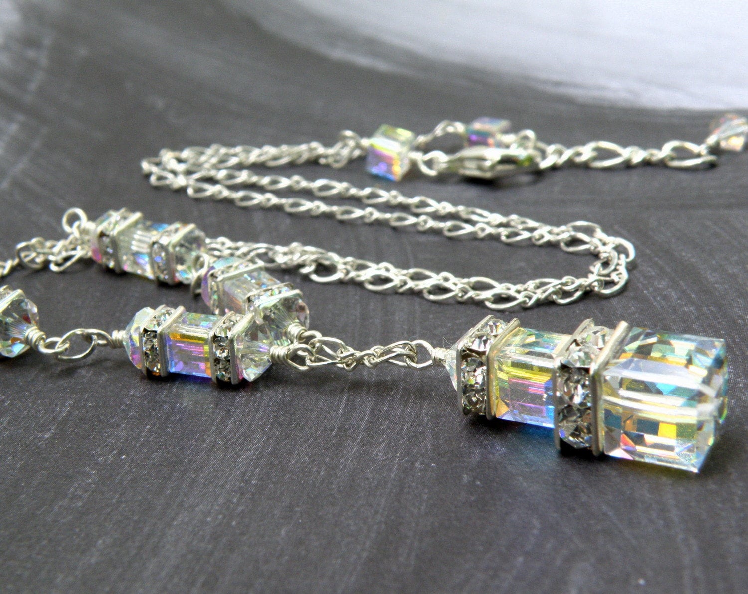 Swarovski crystal cube necklace sale