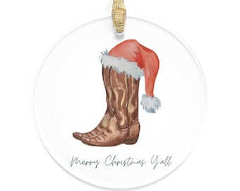 Cowboylaars acrylornamenten, western kerstcadeau, Yee-Haw vakantiedecor, rustieke boomdecoratie, zuidwestelijk kerstornament
