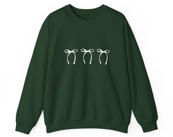 Bow Sweatshirt, Girly Sweatshirt - Cute Crewneck Pullover, Feminine Jumper, Fashionable Sweater, Adorable Top, Trendy Shirt for Women