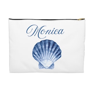 Shell Personalized Travel Bag - Coastal Grandmother Beach Accessory Pouch, Beach Travel Pouch, Coastal Theme Organizer, Beach Lover Gift