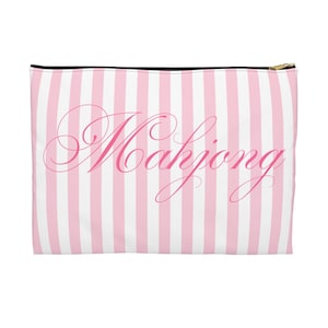 Élégante pochette pour accessoires de mahjong, élégante trousse de maquillage, rangement dans un sac pour cartes, organiseur de voyage, motif à rayures roses