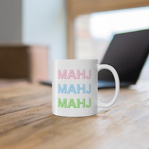 Mahjong Coffee Mug, Mahjong Gift, Cute Mahjong - 11oz Ceramic Cup for Tea, Games, Gift for Mahjong Players, Mahjong Lover Mug, Teacup for