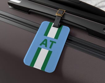 Striped Luggage Tag, Custom Traveler Gift, Monogram Bag Tag, Personalized Suitcase Label, Travel Accessories
