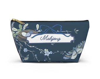 Mahjong Tile Pouch: Floral Accessory Bag for Game Night