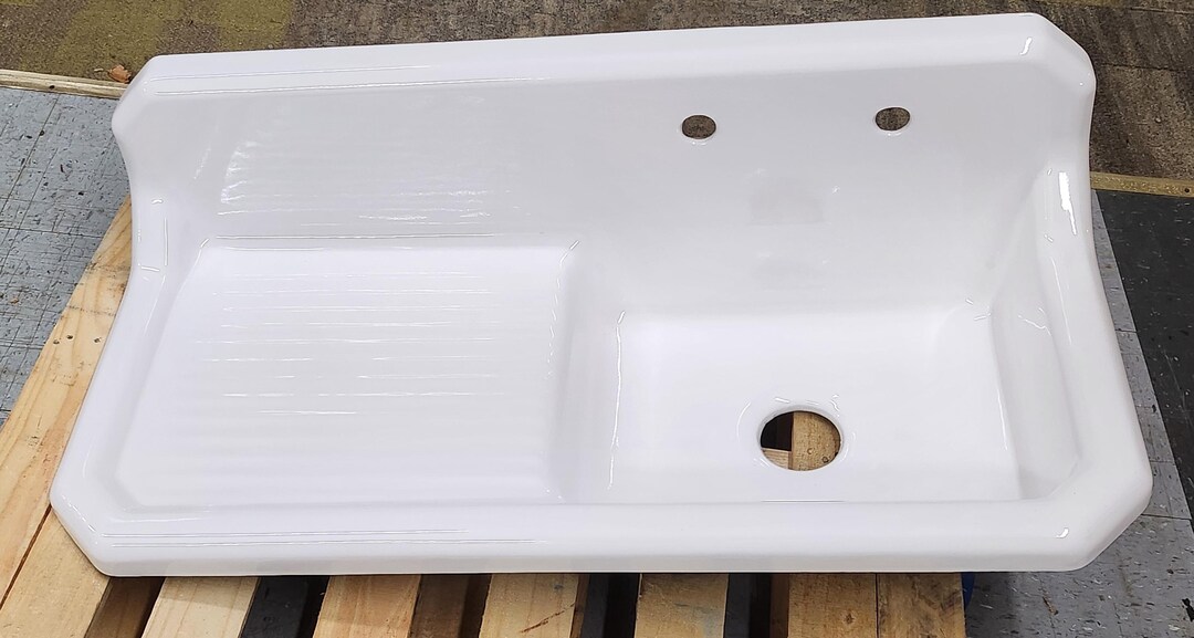 Art Deco Kitchen Sink Vintage Cast Iron Refinished Farmhouse Victorian ...