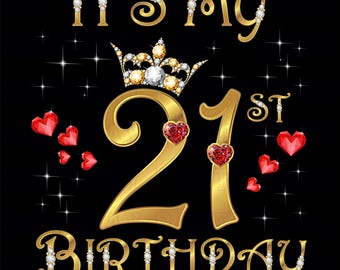 Corona de diamantes de imitación para el 21.º cumpleaños (PNG): Diseño de camiseta (Descarga digital)