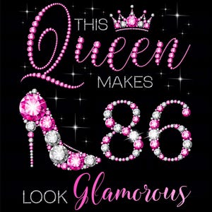 86th Birthday Queen PNG: Glamorous Heels & Crown (Digital Download)
