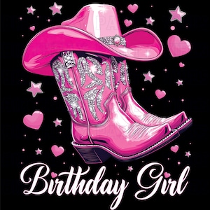 Verjaardag meisje cowgirl laarzen cowgirl hoed Verjaardagsontwerp voor vrouwen meisjes It's My Birthday western meisjes verjaardag transparante achtergrond png