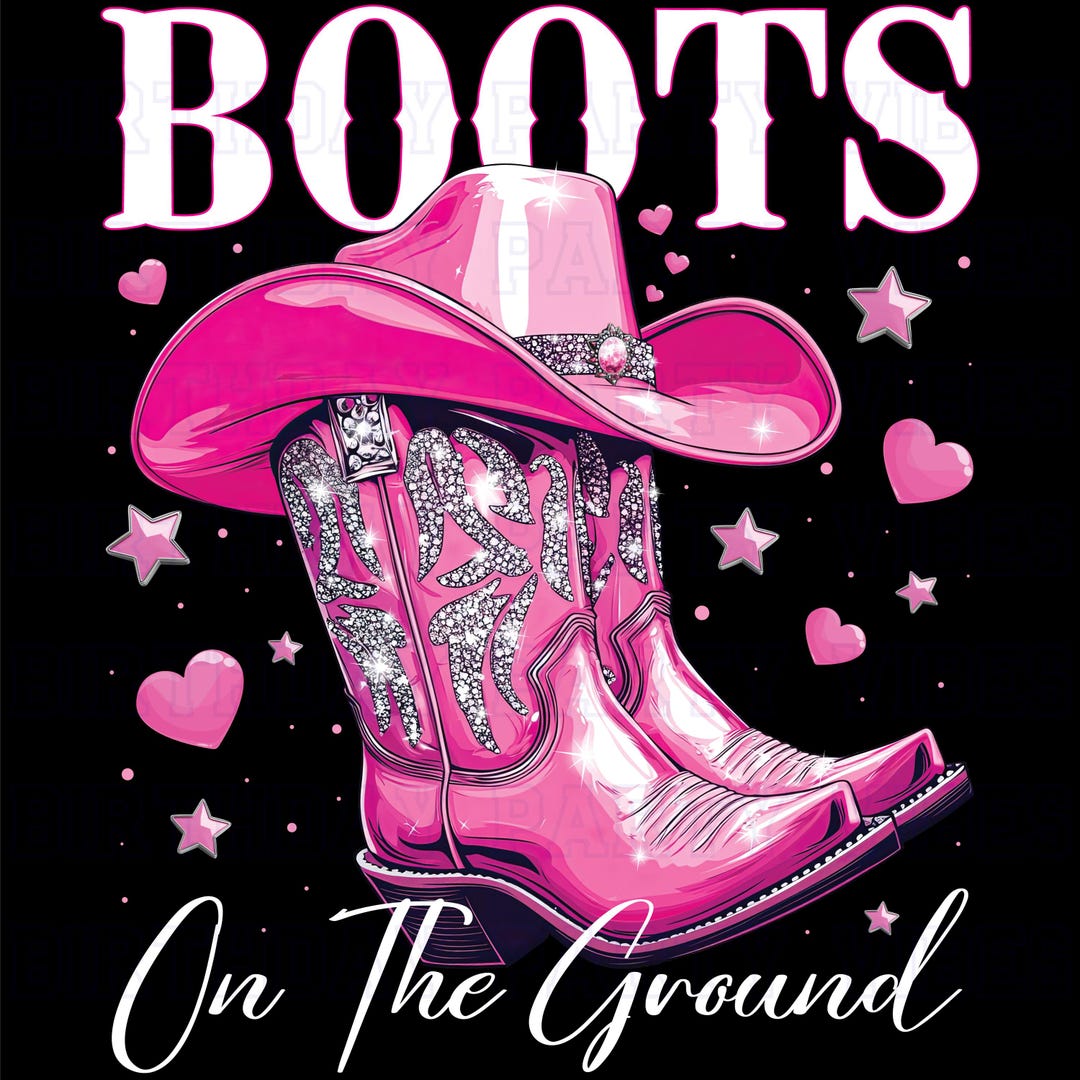 Pink Cowboy Boots PNG: Western Cowgirl Hat Design (transparent Background) 