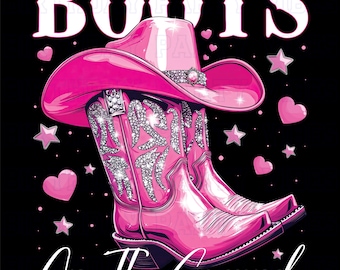 Pink Cowboy Boots PNG Clipart – Western Cowgirl Hat Design for T-Shirts and Mugs
