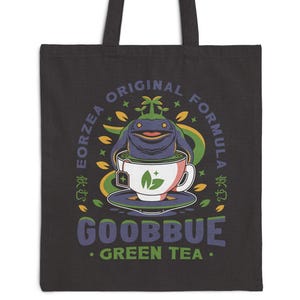 Goobbue Green Tea Cotton Canvas Tote Bag //Final Fantasy Video Games // Cloud Strife// Mmorpg // Moogle // Cactuar // Chocobo // Tonberry