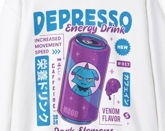 Depresso Energy Drink Unisex Crewneck Sweatshirt // Palworld Video Game // Gaming // Gamer // Crafting // Farming // Espresso // Lamball