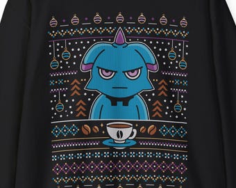 Depresso Ugly Sweater Unisex Crewneck Sweatshirt // Palworld Video game // Gaming // Gamer // Espresso // Crafting // Survival // Farming
