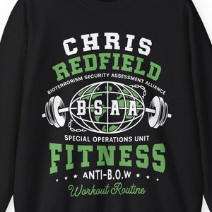 Bsaa Redfield Fitness EmblemUnisex Crewneck Sweatshirt // Resident Evil  Video Games // Gaming // Gamer // Umbrella Corporation // STARS