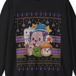 Maple World Ugly Sweater Unisex Rundhals-Sweatshirt // Maplestory Videospiel // Gaming // Gamer // Pink Bean // Ugly Christmas Sweater / RPG