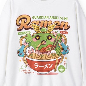 Ramuramu Valley Ramen Unisex Rundhals-Sweatshirt // Maplestory Videospiel // Gaming // Gamer // Slime // Pink Bean // Guardian Angel Slime