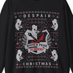 Sudadera unisex con cuello redondo de Navidad de Hopes Peak Academy // Videojuegos de Danganronpa // Suéter navideño feo // Navidad // Juegos // Anime
