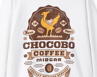 Chocobo Coffee Vintage Unisex Crewneck Sweatshirt // Final fantasy Video Game // Gaming // Gamer // Cactuar // Cactilio // Cloud Strife