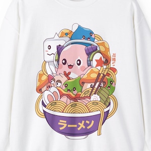 Maple World Monsters Ramen Unisex Rundhals-Sweatshirt // Maplestory Video Game // Gaming // Slime // Zakum Helm // Yeti // Orange Mushroom