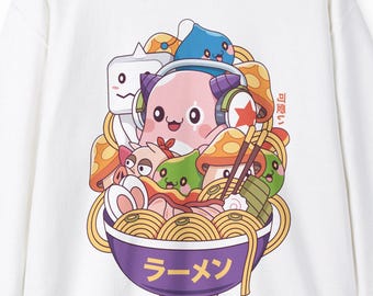 Maple World Monsters Ramen Unisex Crewneck Sweatshirt // Maplestory Video Game // Gaming // Slime // Zakum Helm // Yeti // Orange Mushroom