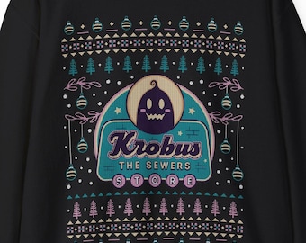 Krobus The Merchant Ugly Sweater Unisex Crewneck Sweatshirt // Stardew Valley Video Games // Gamer // Ugly Christmas Sweater // Pelican Town