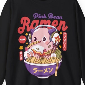 Pink Bean Ramen Kawaii Rundhals-Sweatshirt // Maplestory Video Game // Gaming // Gamer // Pink Bohne // Slime // Nudeln // Japanisch
